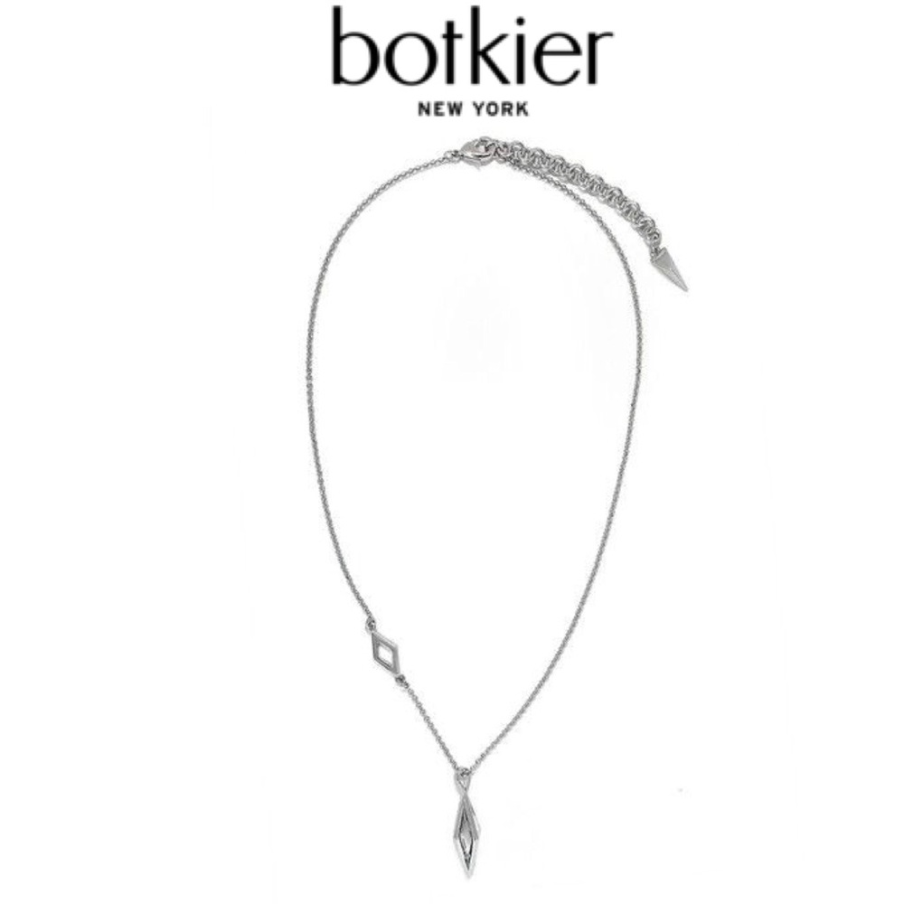 Botkier Split Ring Rhodium Diamond Necklace